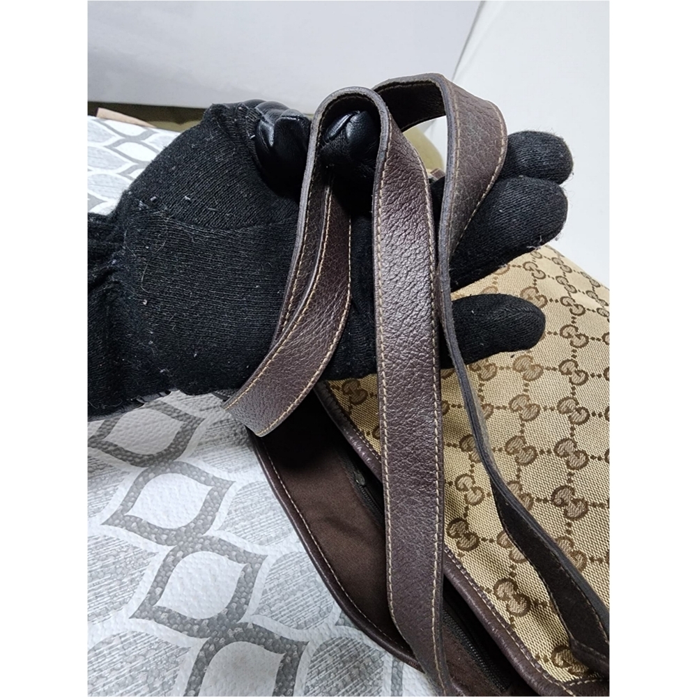 Gucci GG Canvas Abbey Tote Beige/Chocolate Brown - Picture 11 of 14